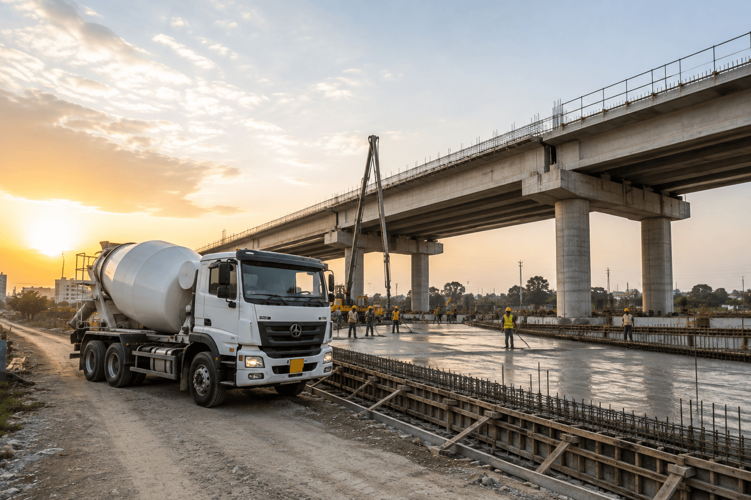 Concrete infrastructure project under construction